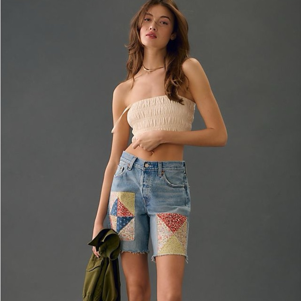 New Levi’s 501 90’s  Patchwork shorts anniversary edition light wash jean